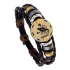 2PACK Scorpio Zodiac Bracelet Astrology Totem Charm Beads Leather Braided Bangle