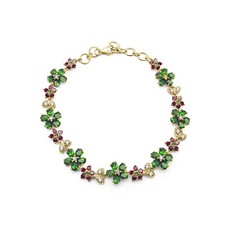Natural Chrome Diopside Gemstone Garnet Gold Plated 925 Silver Bracelet Jewelry
