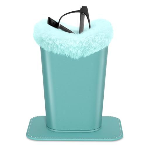 Eyeglasses Holder,Plush Lined PU Leather Pattern Stand Case with D-green