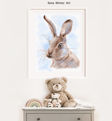 Personalisiertes süßes Hasenportrait Aquarell Gemälde