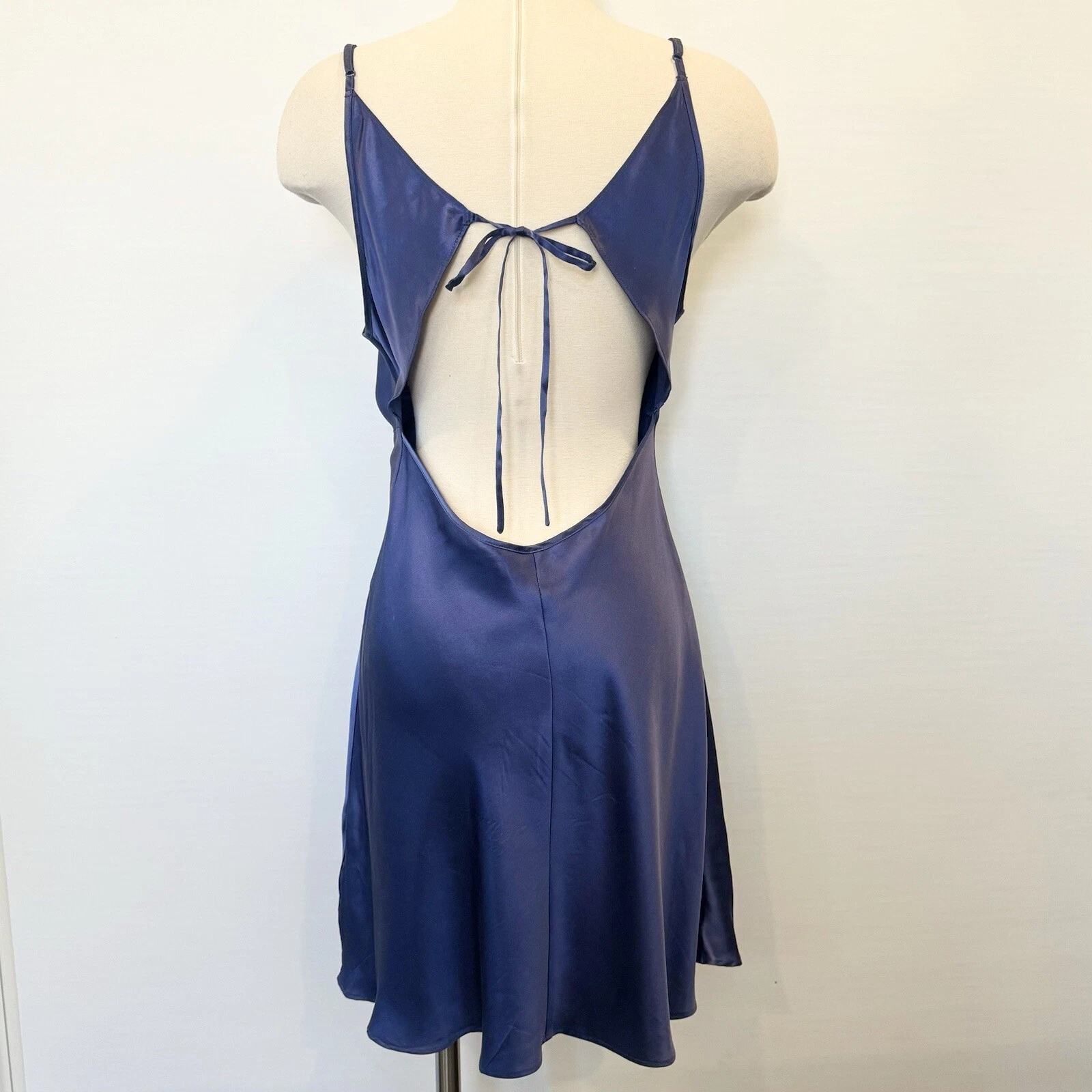 UNDERCOVER Y2K Victoria’s Secret 100% seta blu babydoll buco della serratura abito slip camicia M