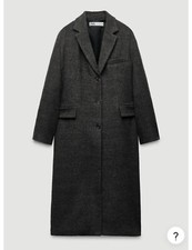 ZARA ZW COLLEZIONE CAPPOTTO 100% LANA GRIGIO NUOVO FW24 TAGLIA XS-S