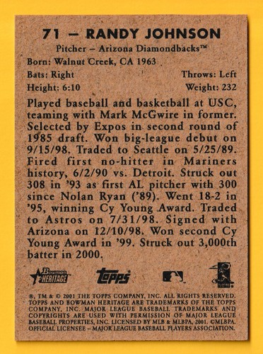 Randy Johnson Collection - Pick One - Fill Your Set - Picture 176 of 256