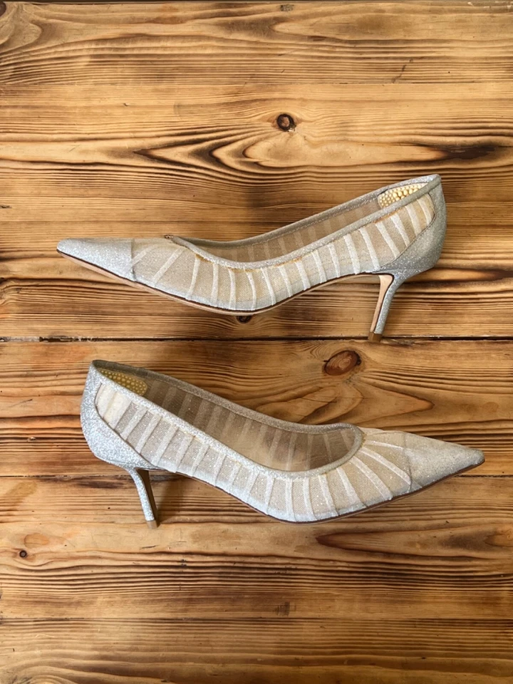 Tacones para mujer Jimmy Choo Love de malla plateados blancos talla 40 EU | 9,5 US | 7,5 UK Foto 4 de 4