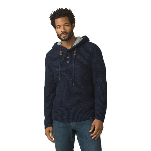 prAna HOODED HENLEY SWEATER COAL GREY 