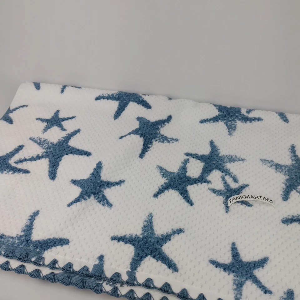 6 Set Cynthia Rowley 2 Bath & 2 Hand & 2 Tip Towels Starfish Coastal White Blue - Image 4 of 4