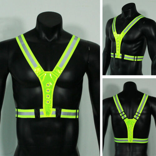 LED Reflective Running Vest Women Men Warning Lights Safety Gear (Yellow) - Bild 1 von 4