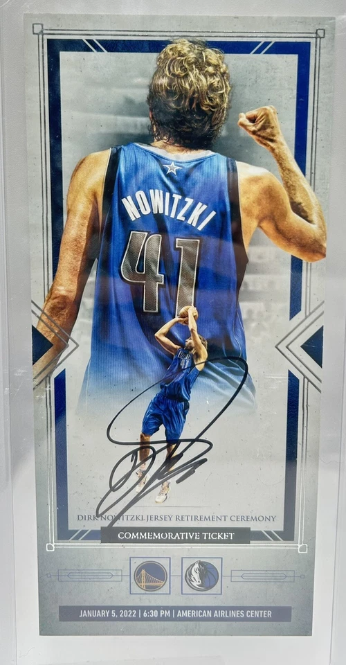 Dirk Nowitzki Signed #41 Jersey Retirement Ticket Stub Psa/Dna Dallas Mavericks - Image 2 of 3