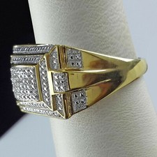 Men's Engagement Cluster Ring 14K Yellow Gold Plated Round Cut Simulated Diamond