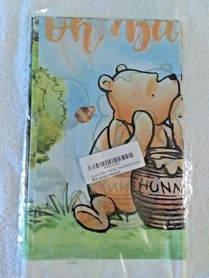 NOVO 3 Peças Winnie The Pooh "Oh Baby" Banner Decoração de Fundo para Chá de Bebê - Imagem 4 de 4