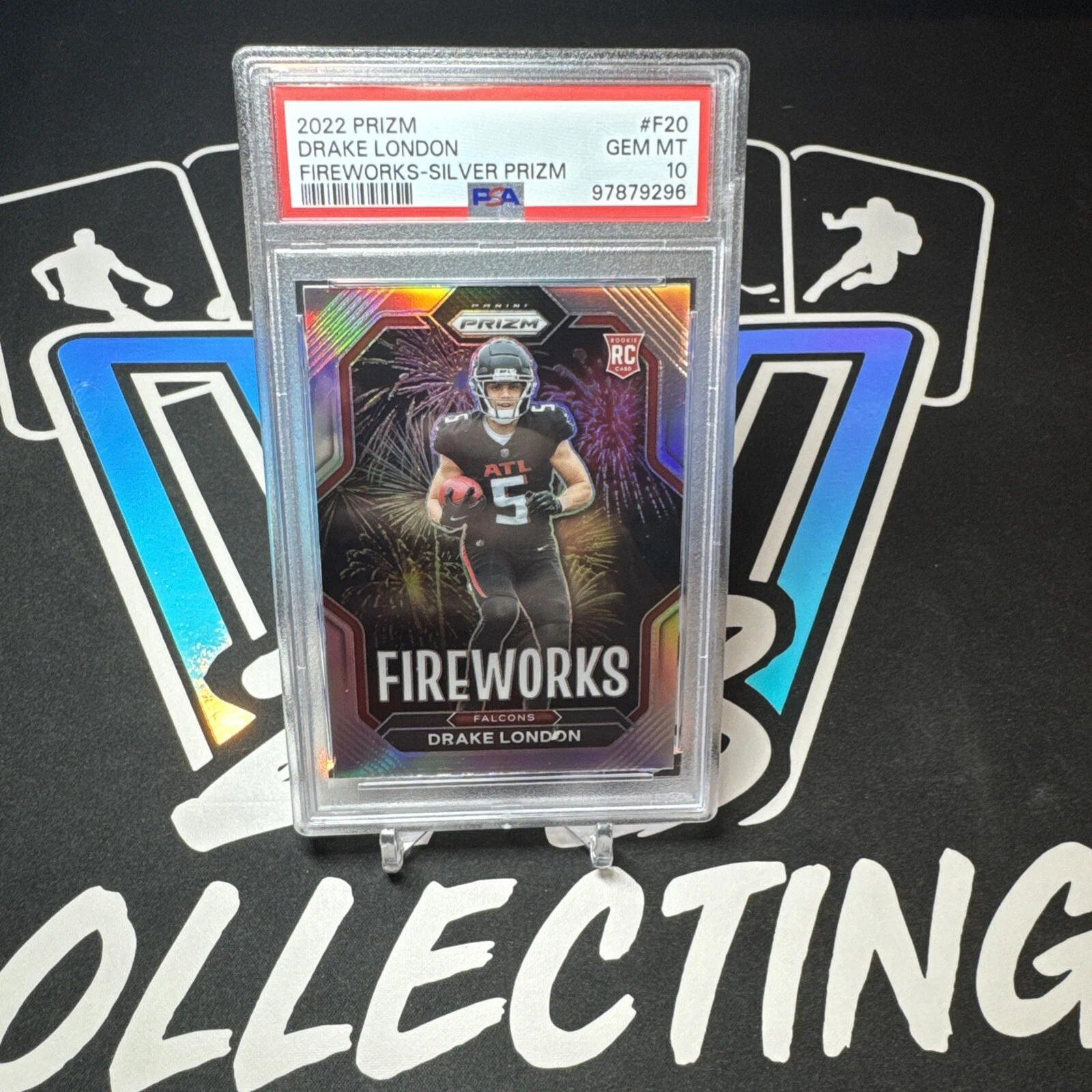 Drake London Panini Prizm Fireworks #F20 Silver