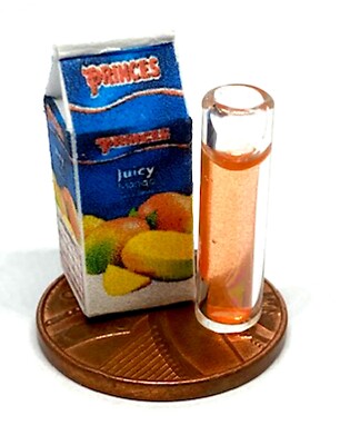 Puppenstube Mango Saft Paket mit einem Glas Miniatur Karton Küche Tumdee
