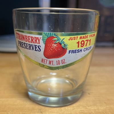 Vintage 10oz Labeled Paper Jar Bottle Fresh Crop 1971 Strawberry Preserves Jelly