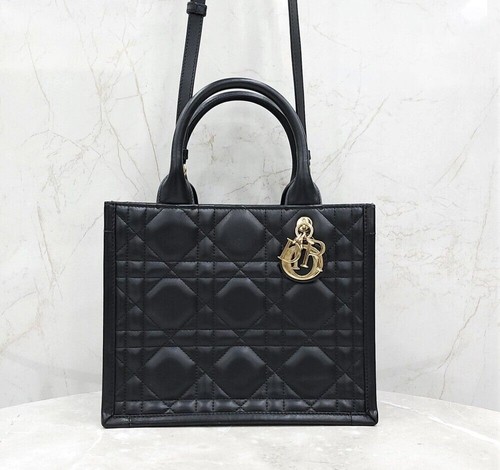 Dior Book Tote Leather Small Bag Black Macro Cannage M1325OWHP 150536126