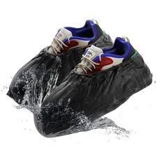 Black Disposable Shoe Covers for Indoors, 16 x 5.75 Inch. 100 Pack CPE Shoe C...