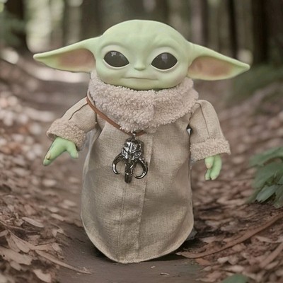 Star Wars Baby Yoda Grogu Mandalorian Animatronic 11'' Figure Toy W Rare Necklace