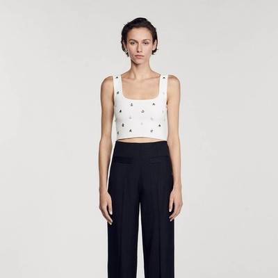 Sandro Knit Top With Charms $245 New
