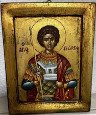 Handgemalte Ikone Heiliger Georg – Anton Theodorakis Kreta 1993 – Blattgold