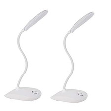 LED Desk Lamp with Flexible Gooseneck 3 Level Brightness, Battery 2 Pack White