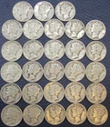 1944 D Mercury 90% Silver Dimes - Lot Of 28 Condition Varies a