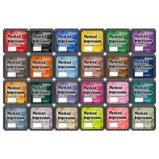 Masked Impression Mini Ink Pads for Stamps, Water Based Smudge Chalk Stamp Pa...