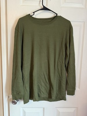 Blue Ice Men s Olive Crew Neck Knit Pullover Sweater Long Sleeve Size M