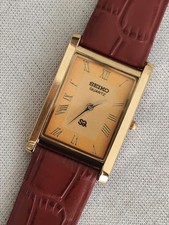Vintage Classic Seiko Slim Tank Japan Made Yellow Dial Men's Wrist watch
