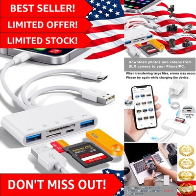 Compact 5-in-1 Memory Card Reader for iPhone/iPad - Supports SD, Micro SD & More