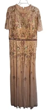 NWT Mac Duggal Floral Sequined Embellished High Neck Butterfly Sleeve Gown SZ 14