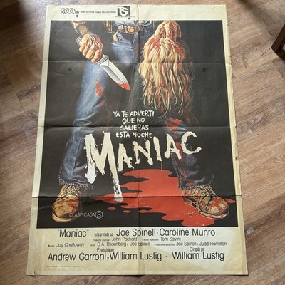 Vintage MANIAC 1980 Original Folded Horror Film Movie Poster 27x40  Spain