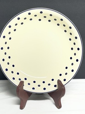 Poole Pottery England  Polka  White & Navy Dots Trim 9  Ceramic Serving Bowl