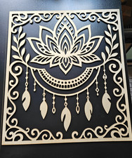 Boho Wood Wall Hanging Picture/Wall Art /Home/Decoration/Lotus Flower/32x29cm
