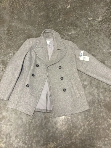 New Old Navy men’s Gray Brushed Soft Sailor Pea Coat XL NWT