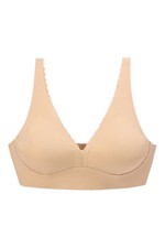 Rhonda Shear Women's Lace-Accented Plunge Bra w/ Back Closure Beige