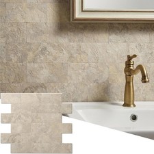 Reovatile 10PK Peel Stick Backsplash Tile BEIGE STONE 11.34"x11.57" Kitchen