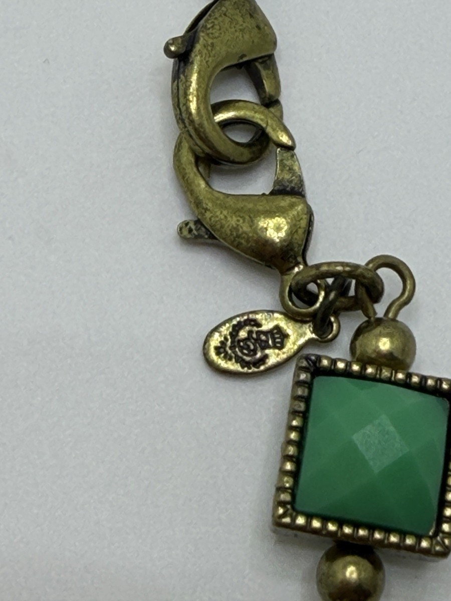 Premier Designs Retired Multicolor Station Necklace Antique Brass Faceted Glass View 3
