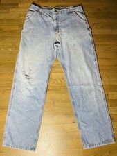 Carhartt Denim Carpenter Straight Leg Jeans Blue Men Sz 10 36 X 34 Dungaree Fade