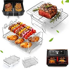Grille Acier Inoxydable Air Fryer Ninja & COSORI 7,6L–10,4L, Argent & Noir