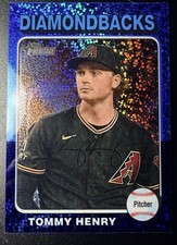 Topps 2024 Heritage Tommy Henry Diamondbacks #90 Blue Sparkle Autograph