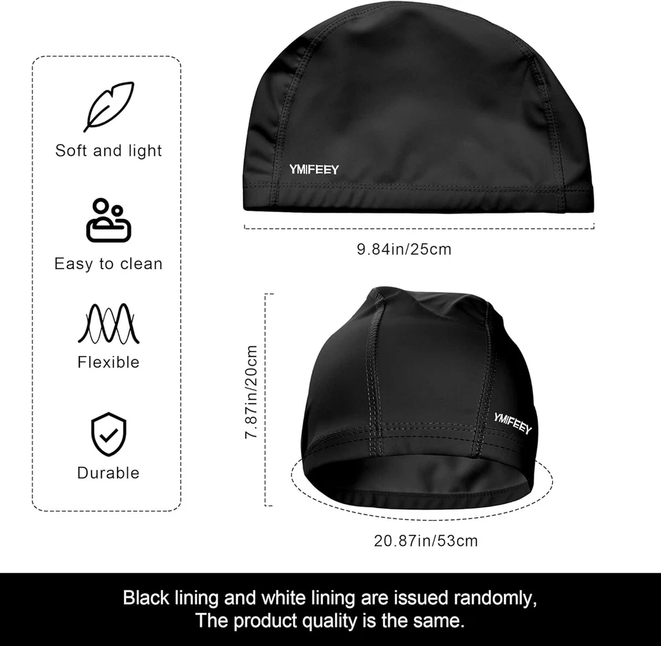 Badekappe Bademütze PU Beschichtet Weiche Badehaube Ohrenschutz Schwimmhaube - Bild 2 von 4