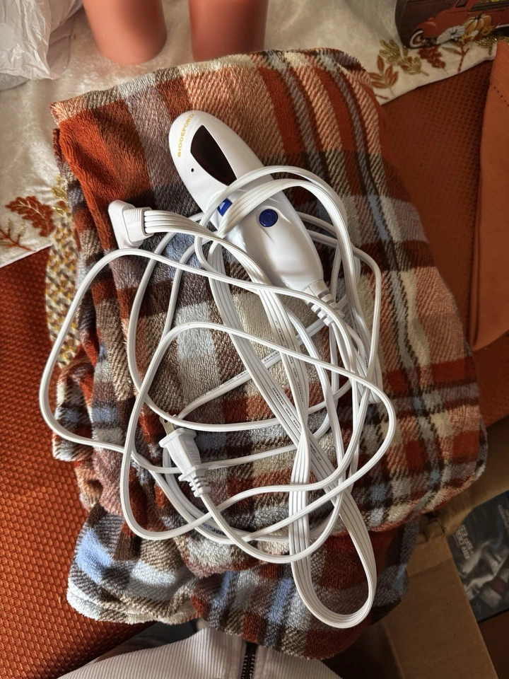 Biddeford Comfort Knit Fleece Electric Heated Throw Blanket Fall Colors Plaid - Image 2 of 4