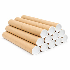 2"x24" Round Cardboard Mailing Shipping Tubes w/ White End Caps 3-Ply