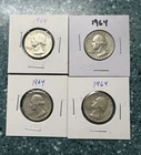 Lot of 4 Washington 1964 Silver Quarters #CC 119