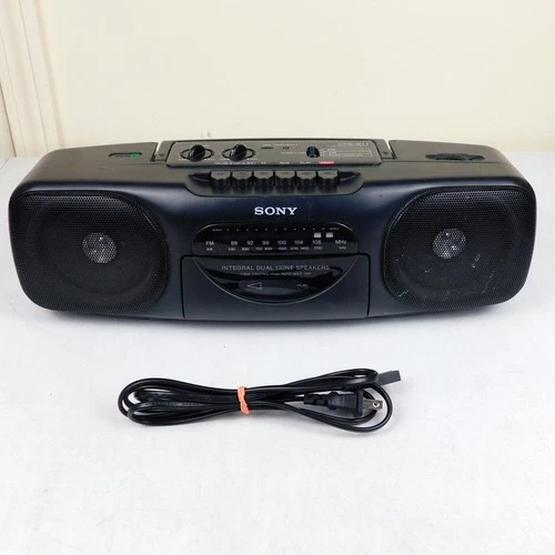 Sony CFS-B11 Portable AM FM Radio Cassette Boombox Tested Working New Belts
