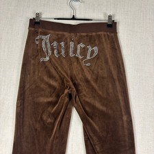 Y2K Juicy Couture Velour Sweatpants Gemstone Brown Small Womens