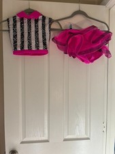 2 ADORABLE B W/Neon Pink Sequined Girls' Dance Costumes - 40 for BOTH