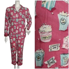 MUNKI MUNKI Pajama Set, S, Pink, Movie Theme, Pink, Flannel, 2 pc, Top/Pants