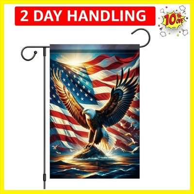 Patriotic Bald Eagle Garden Flags For Outside 12x18 Double Sided American  Fl...