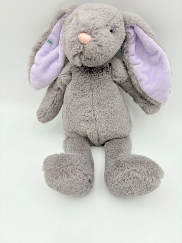 Muñeco de peluche Manhattan Toys gris conejo orejas moradas lindo bebé cariñoso Foto 3 de 4