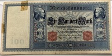 Imperial German 100 Mark Reichsbanknote Issued February 7 1908 Kaiser Wilhem II